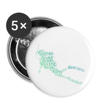 Idée cadeau de plongée sous-marine pour des aventures sous-marines - Lot de 5 grands badges (56 mm) - blanc - Devant