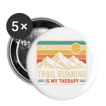 La course en sentier est ma thérapie - Lot de 5 grands badges (56 mm) - blanc - Devant