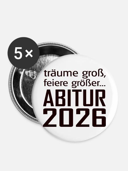 ABI 2026 - Buttons groß 56 mm (5er Pack) - Weiß