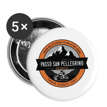 Passo San Pellegrino Dolomites Motorcycle t-shirt  - Lot de 5 grands badges (56 mm) - blanc - Devant