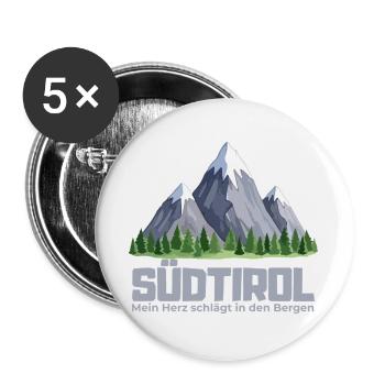 Südtirol – Mein Herz schlägt in den Bergen - Buttons groß 56 mm (5er Pack) - Weiß - Vorne