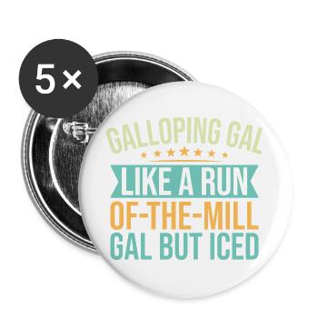 Hobby Horse Rider Galloping Gal English Riding - Buttons groß 56 mm (5er Pack) - Weiß - Vorne