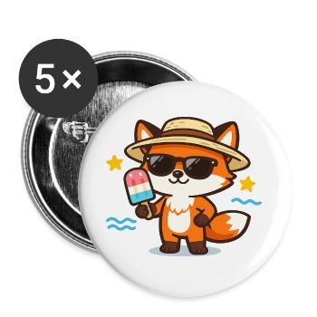 Sommerfuchs mit Hut und Eis - Buttons large 2.2''/56 mm (5-pack) - white - Front