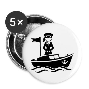 Kapitän Frau - Buttons groß 56 mm (5er Pack) - Weiß - Vorne