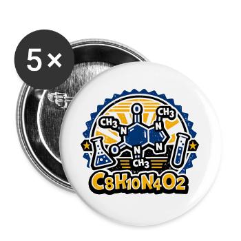 Caffeine Molecule Neon Badge Design - Buttons large 2.2''/56 mm (5-pack) - white - Front