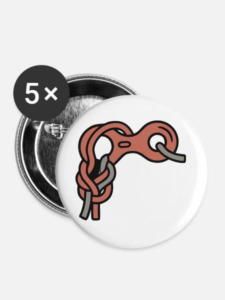 Abseilachter Klettern Bouldern Alpinismus - Buttons groß 56 mm (5er Pack) - Weiß