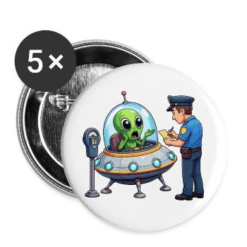 Extraterrestre dans la scène bureaucratique des OVNIs - Lot de 5 grands badges (56 mm) - blanc - Devant