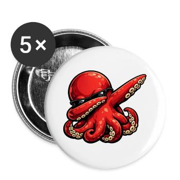 Taponage Pieuvre Pieuvre Poulpe Calmar Design - Lot de 5 grands badges (56 mm) - blanc - Devant