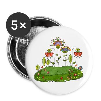 Fleur - Lot de 5 grands badges (56 mm) - blanc - Devant