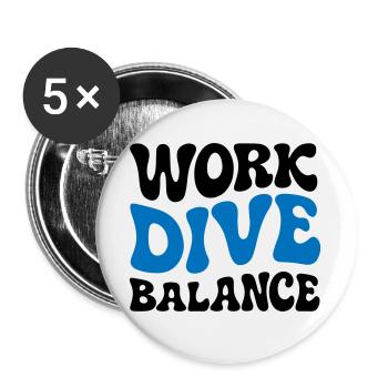 Work Dive Balance Scuba Diving Gift - Buttons large 2.2''/56 mm (5-pack) - white - Front