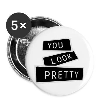 Tu as l’air assez drôle, complément Logo de l’amour de soi - Lot de 5 grands badges (56 mm) - blanc - Devant