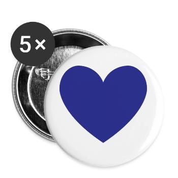 Clear Blue Heart - Buttons large 2.2''/56 mm (5-pack) - white - Front