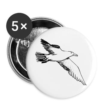 Flying Seagull – Illustration - Buttons large 2.2''/56 mm (5-pack) - white - Front