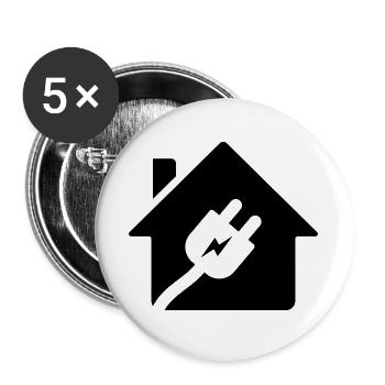 Logo de la prise de maison de l’électricien - Lot de 5 grands badges (56 mm) - blanc - Devant