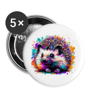 hérisson - Lot de 5 grands badges (56 mm) - blanc - Devant