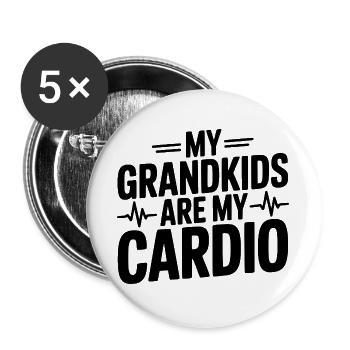 Meine Enkelkinder sind mein Cardio - Buttons groß 56 mm (5er Pack) - Weiß - Vorne
