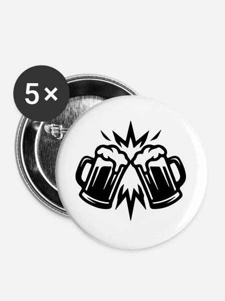 Bier Anstoßen Weizenbier - Buttons groß 56 mm (5er Pack) - Weiß