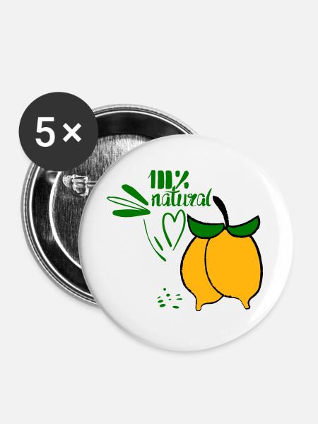 Zitronen - Buttons groß 56 mm (5er Pack) - Weiß