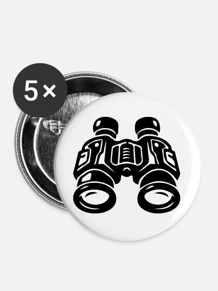 Fernglas Symbol - Buttons groß 56 mm (5er Pack) - Weiß