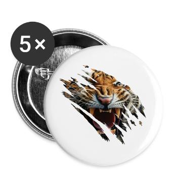 Tiger Cat Gift Idea - Buttons large 2.2''/56 mm (5-pack) - white - Front