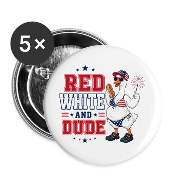 Oie Américaine 4 Juillet | Humour Red White And Du - Lot de 5 grands badges (56 mm) - blanc - Devant