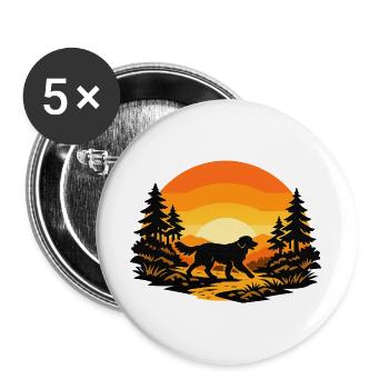 Golden Dog Family Retriever Dog Nature Love - Buttons large 2.2''/56 mm (5-pack) - white - Front