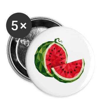 Geometric Watermelon | Polygon Fruit Motif - Buttons large 2.2''/56 mm (5-pack) - white - Front