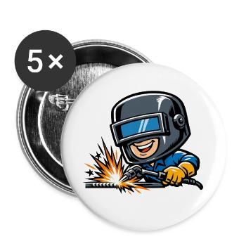 Soudeur Sparks Metal Industry Work Pride - Lot de 5 grands badges (56 mm) - blanc - Devant
