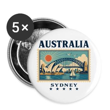 Sydney Harbour Magic en tant que marque de voyage - Lot de 5 grands badges (56 mm) - blanc - Devant
