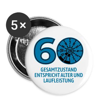 HU Juli 2026 - 60 Jahre - Geburtstag Geschenk - Buttons groß 56 mm (5er Pack) - Weiß - Vorne