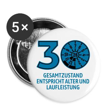 HU Juli 2026 - 30 Jahre - Geburtstag Geschenk - Buttons groß 56 mm (5er Pack) - Weiß - Vorne