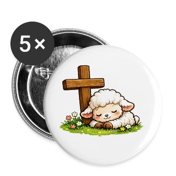 Christianity Cross Faith Religious Motif - Buttons large 2.2''/56 mm (5-pack) - white - Front