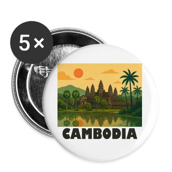 Cambodge Angkor Wat - Lot de 5 grands badges (56 mm) - blanc - Devant