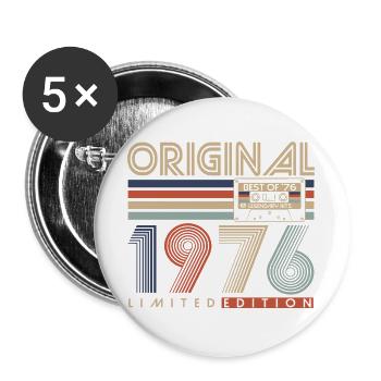 50e anniversaire 50 ans 1976 Né - Lot de 5 grands badges (56 mm) - blanc - Devant