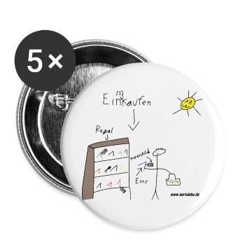 Ein(s) kaufen - Buttons groß 56 mm (5er Pack) - Weiß - Vorne
