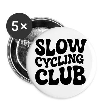 Langsamer Radsportclub - Buttons groß 56 mm (5er Pack) - Weiß - Vorne