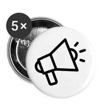 mégaphone - Lot de 5 grands badges (56 mm) - blanc - Devant
