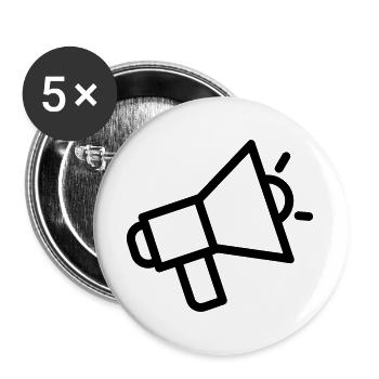 mégaphone - Lot de 5 grands badges (56 mm) - blanc - Devant