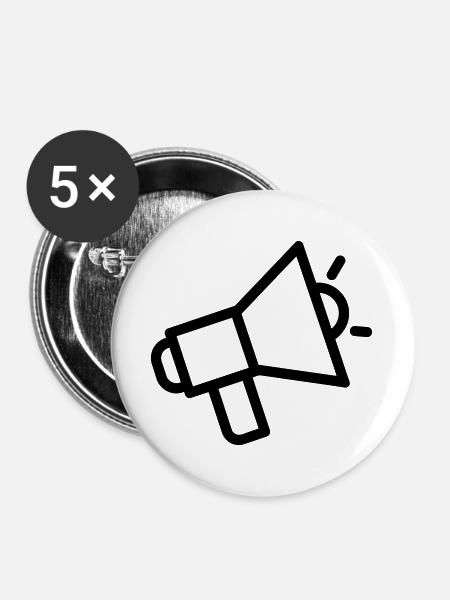 Megaphon - Buttons groß 56 mm (5er Pack) - Weiß