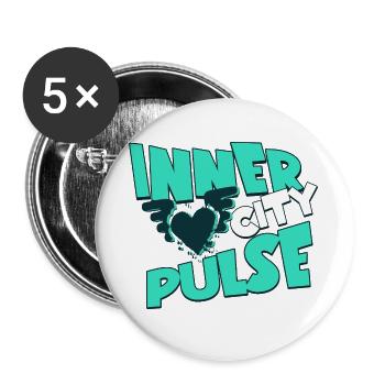 Inner City Pulse - Culture de la rue Design graphique - Lot de 5 grands badges (56 mm) - blanc - Devant
