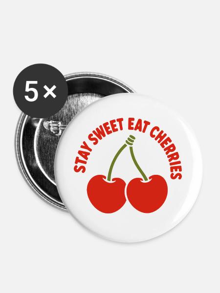 Cherry Duo Kreistypografie - Buttons groß 56 mm (5er Pack) - Weiß