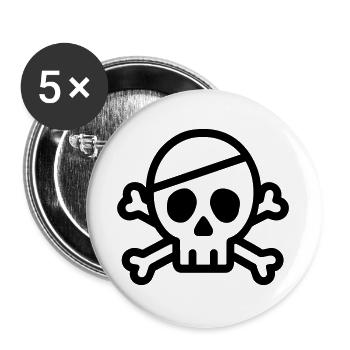 tête de mort - Lot de 5 grands badges (56 mm) - blanc - Devant