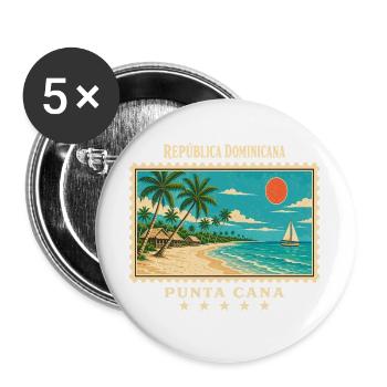 Dominikanische Republik Punta Cana Reisemarke - Buttons groß 56 mm (5er Pack) - Weiß - Vorne