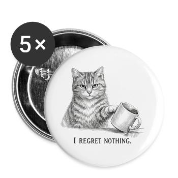I Regret Nothing Funny Cat Sketch - Buttons large 2.2''/56 mm (5-pack) - white - Front