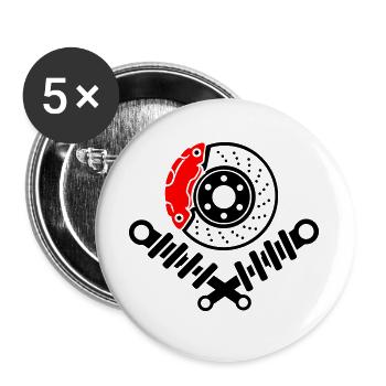 Fahrwerk Tuning Bremsscheibe und Stoßdämpfer - Buttons groß 56 mm (5er Pack) - Weiß - Vorne