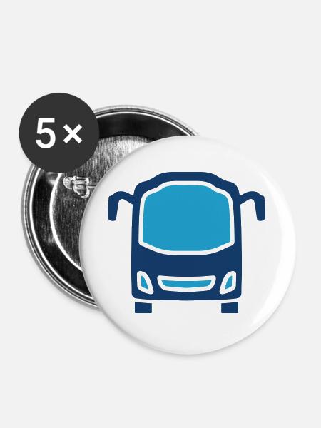 Bus-Solid-Icon Öffentlicher Nahverkehrsfahrzeug-Symbol Vec - Buttons groß 56 mm (5er Pack) - Weiß