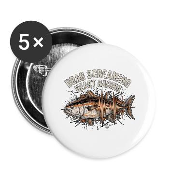 Bluefin Tuna Angler - Buttons large 2.2''/56 mm (5-pack) - white - Front