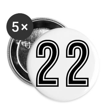 22 Number Symbol - Buttons large 2.2''/56 mm (5-pack) - white - Front