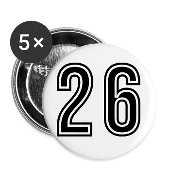 Symbole du chiffre 26 - Lot de 5 grands badges (56 mm) - blanc - Devant