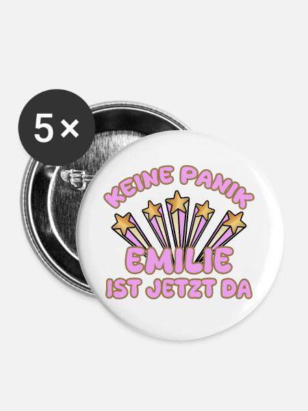 Spruch Emilie - Buttons groß 56 mm (5er Pack) - Weiß